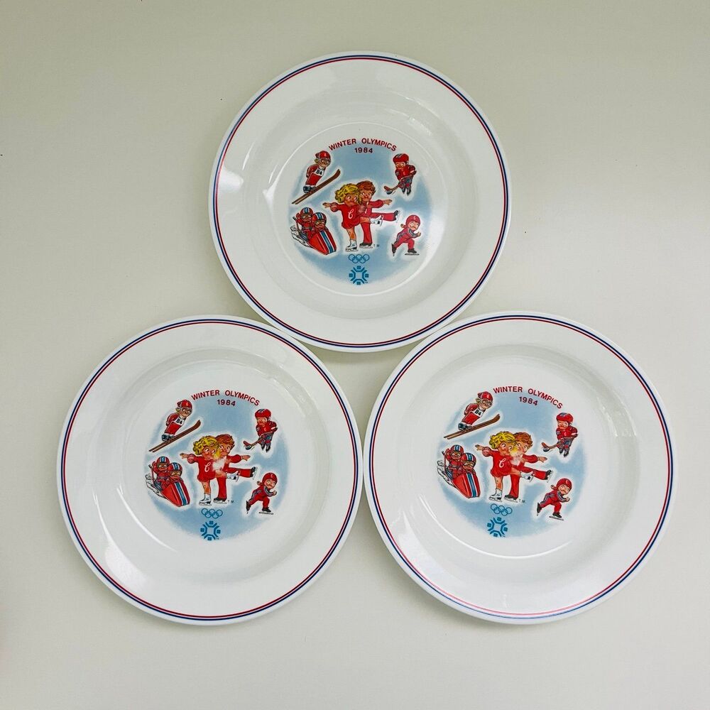 CORELLE Campbell's 1984 Sarajevo Olympics Kid's Graphics Soup Bowls, Set of 3